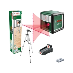 Bosch Laserski Križni Nivelir Quigo Plus 7m +-0,8mm/m 2x1,5V LR03 (AAA) 0,27kg + Aluminijski Stativ 1,1m 0 603 663 602