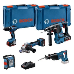 Set Aku Bosch GWS + GSA + GBH + GSB + GLI + 3x18V 5,0Ah + 2xXL-Boxx