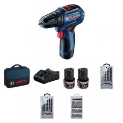 Bosch Aku Bušilica - Odvijač GSR 12V-30 Li-ion 2x12V 2,0Ah 30Nm + Pribor 39/1 + Torba