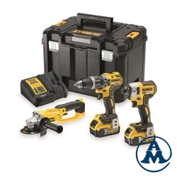 Dewalt Set Aku Udarni Odvijač + Bušilica + Kutna Brusilica Li-ion 18V 2x5,0Ah | DCK383P2T