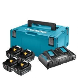 Makita Set Baterija i Punjač 4x18V 6Ah BL1860 + DC18RD + MAKPAC 198091-4